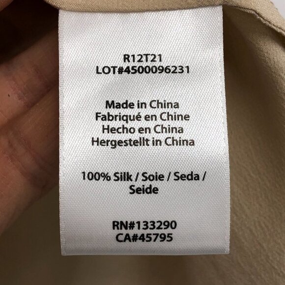 NWT Rachel Zoe light beige 100% silk long sleeve blouse size ~ Medium - Picture 9 of 16